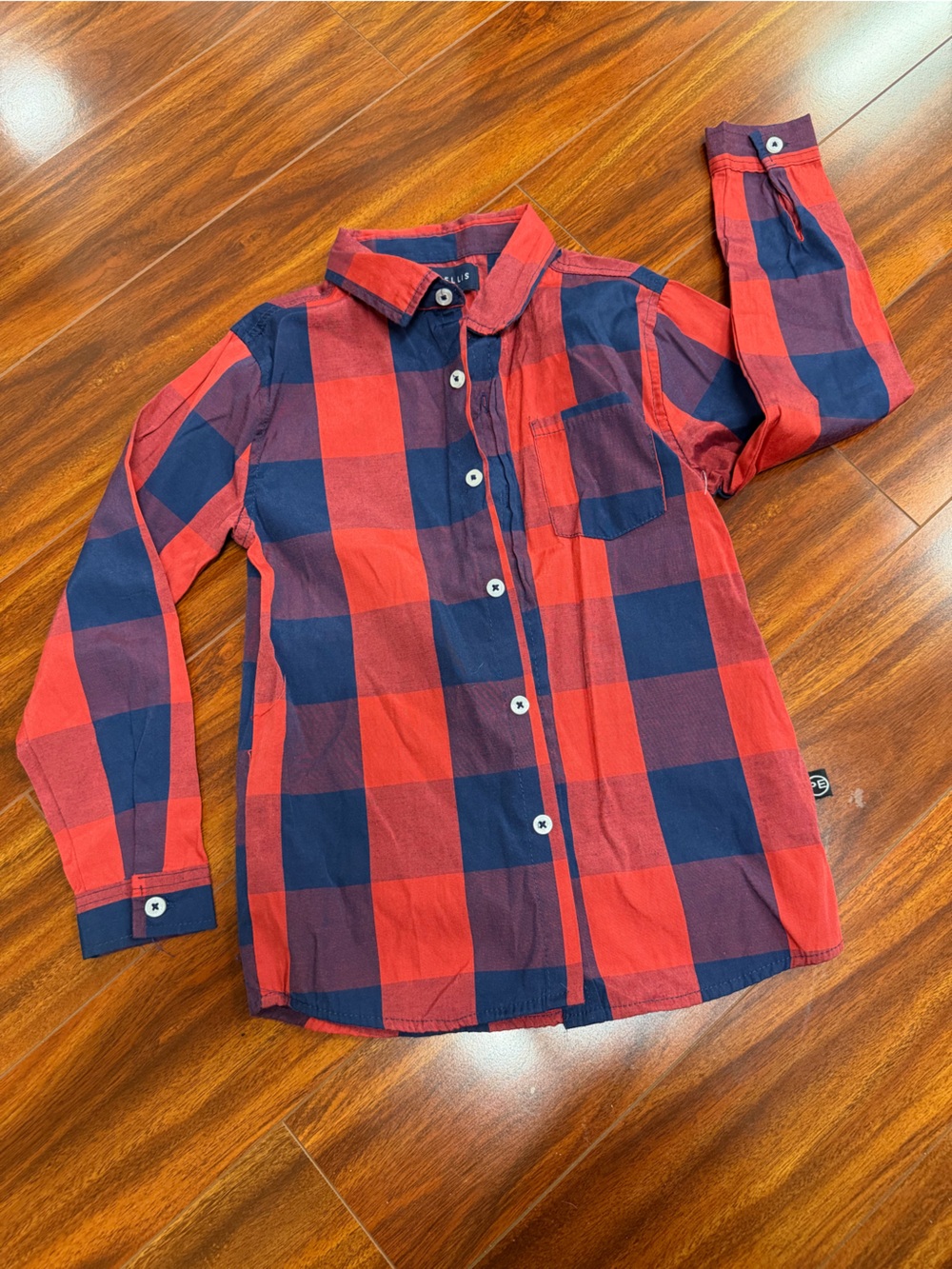 Perry Ellis Red and Navy Buffalo Plaid Button-Up Shirt